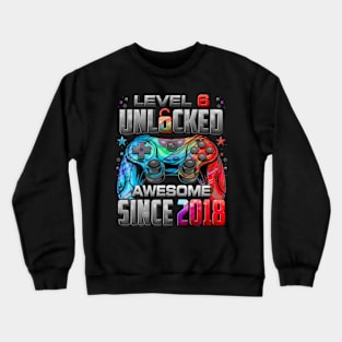 Level 6 Unlocked Awesome Since 2018 6Th Birthday Gaming Crewneck Sweatshirt